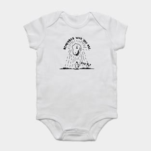 Remember Who You Are Chicken T-Rex Funny Meme Baby Bodysuit